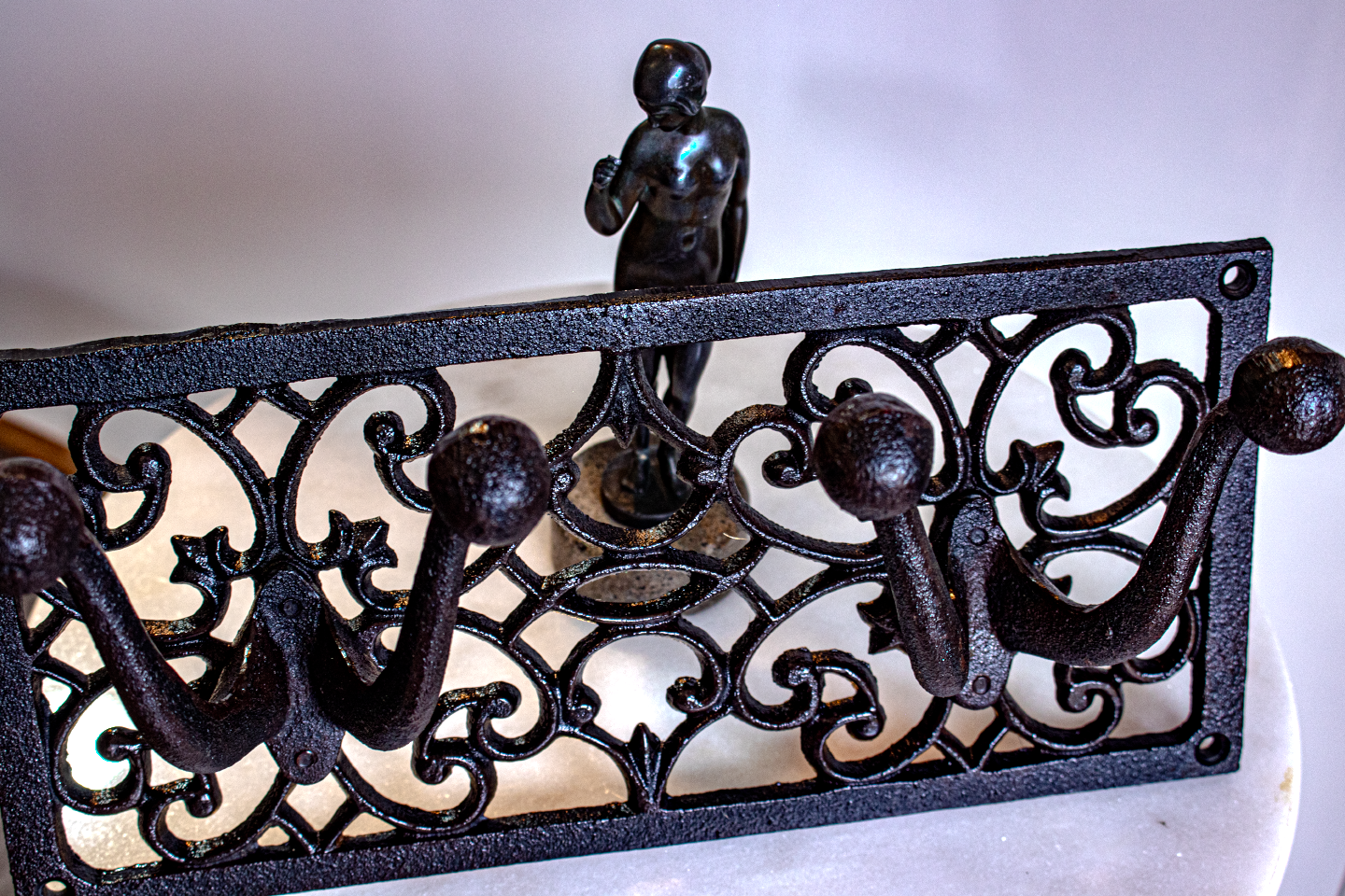 Cast Iron 2 Hook Bag & Hat Rack