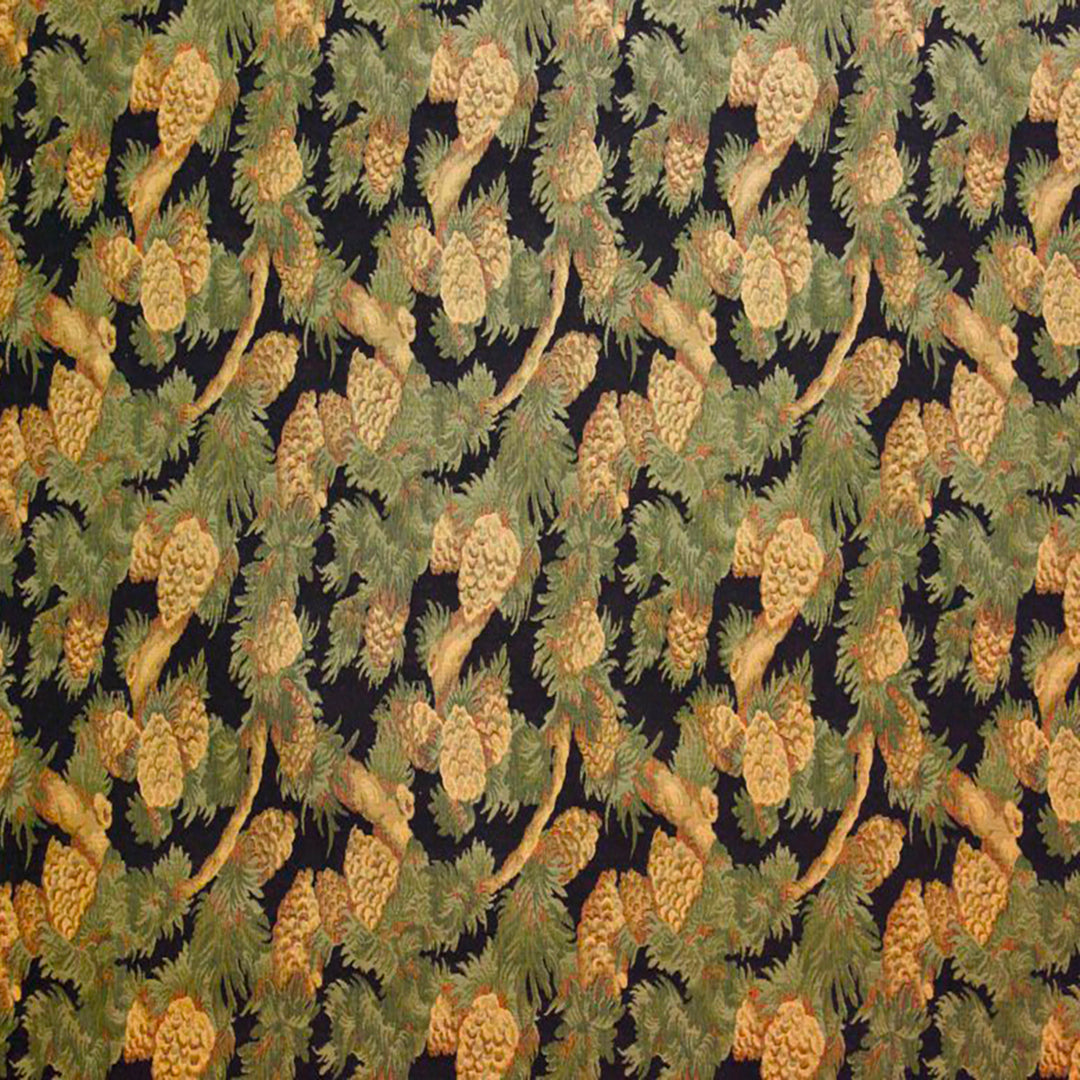 Horsburgh Forest cotton blend tapestry fabric with cone tree motif, ideal for upholstery and home décor by Luxe & Humble