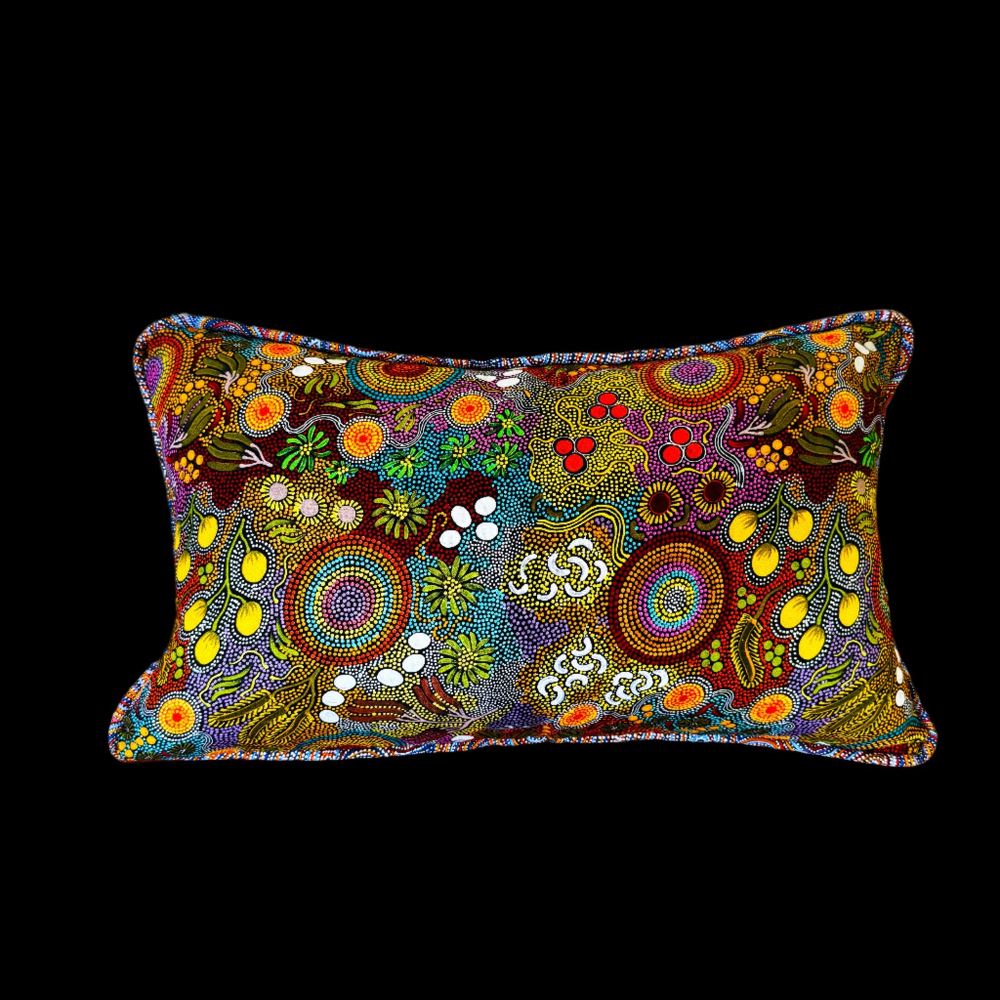 Bespoke Dotted Aboriginal - Themed Throw Pillow by ‘Budgerigar Dreaming’ by Balarinji Julianne Turner Nungarri