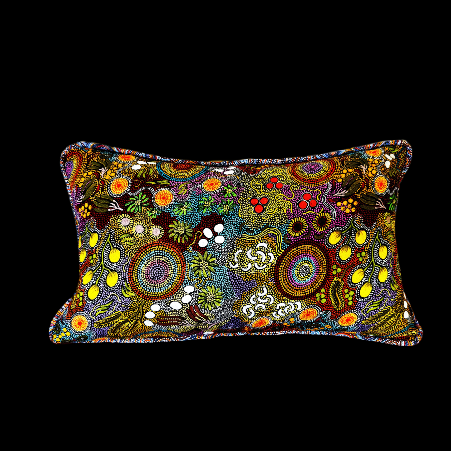 Aboriginal Lampshade Featuring 'Budgerigar Dreaming' by Balarinji Julianne Turner Nungarri with Ceramic Base