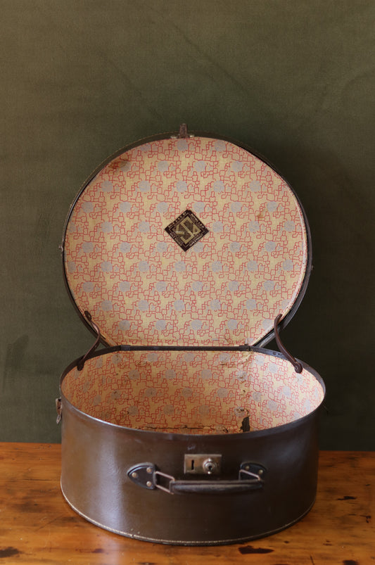 1930's Leather Hat Box