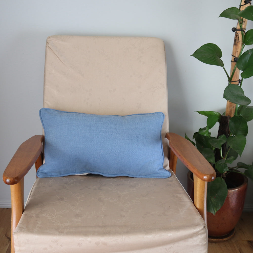 Blue floral 'hampton style' cushion - back - blue