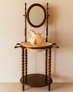 🪞 Victorian Barley-Twist Washstand with Mirror & Jug Set