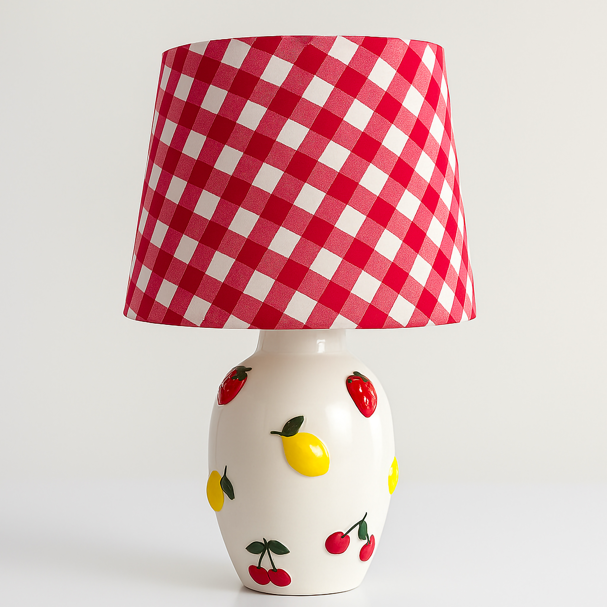 Fruit Motif Lamp Base × Red Gingham Shade | B.Bailey.Design.Co