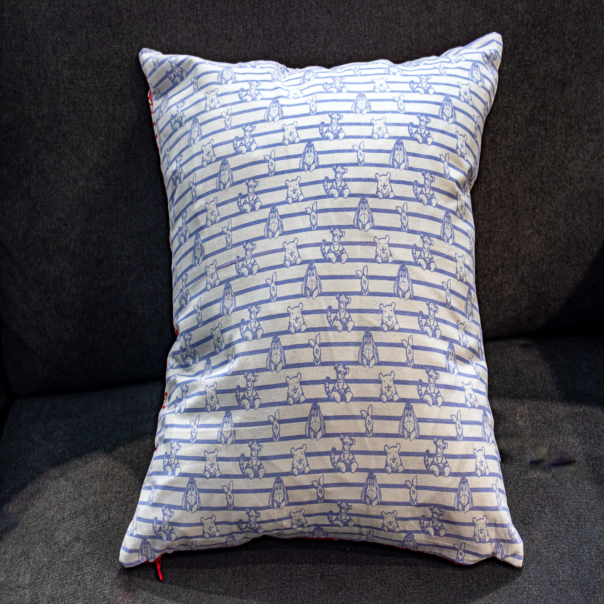 Blue Stripe Winnie the Pooh & Friends reversible cushion