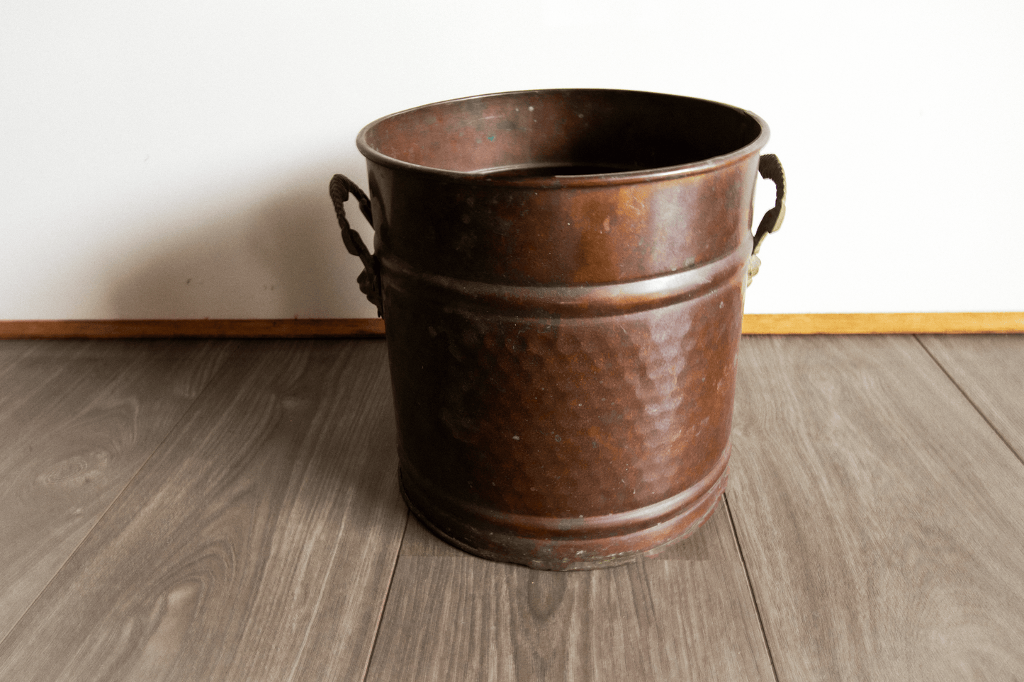 Vintage Copper Bucket with Ram's Head Handle