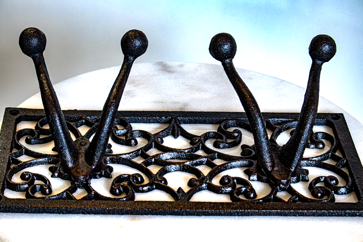 Cast Iron 2 Hook Bag & Hat Rack