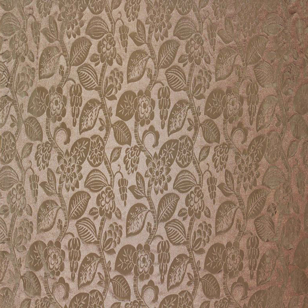 Enviable Fabric in Gold and Sandscape, featuring a floral and vine design, ideal for upholstery and home décor by Luxe & Humble.