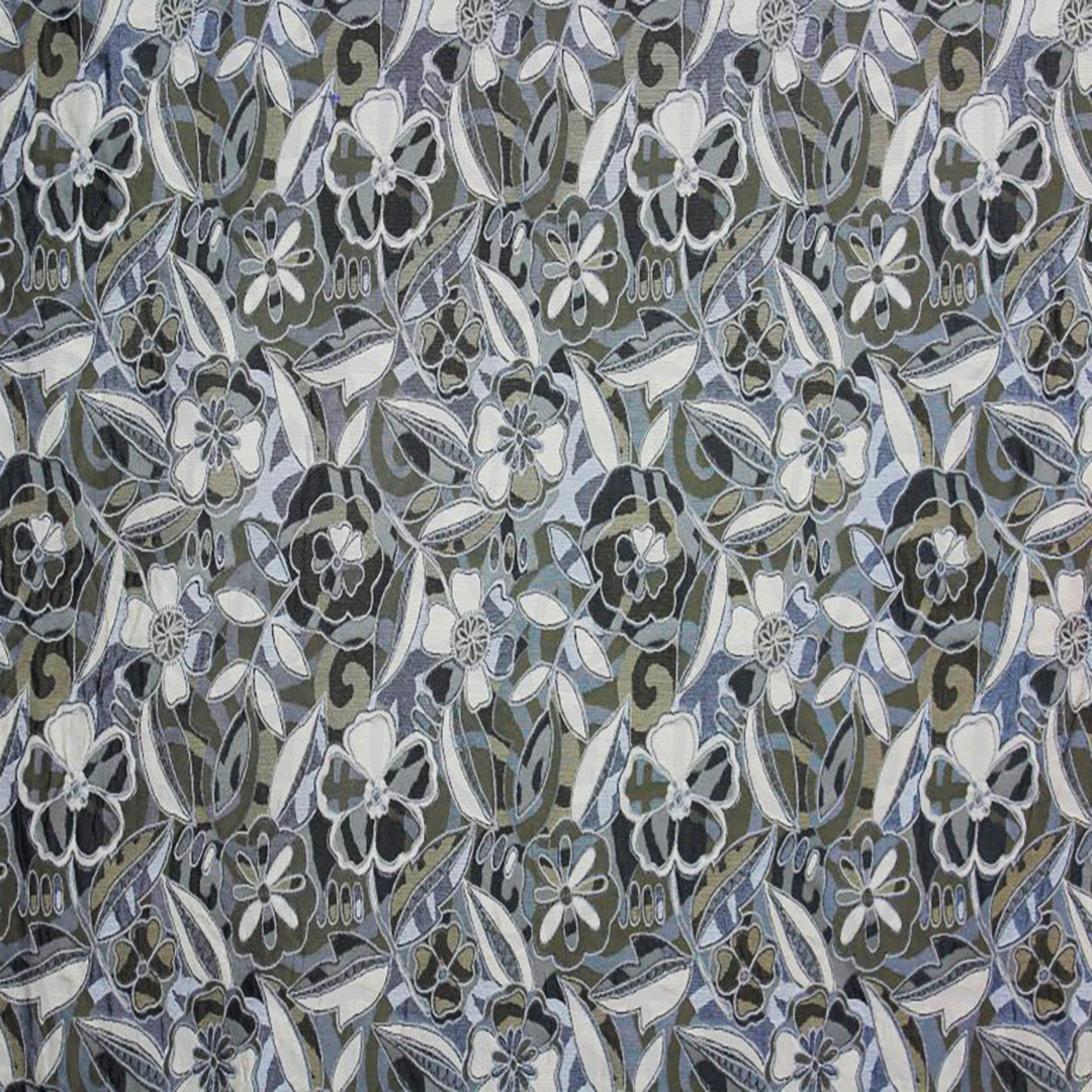 Flower Lily 0203 Slate and Flower Lily 0201 Spring fabrics featuring intricate floral patterns, ideal for upholstery and home décor by Luxe & Humble.