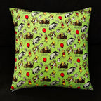 Winnie the Pooh reversible pillow featuring Pooh, Tigger, and Eeyore, with one side showcasing an inspirational quote and the other a playful balloon design, made from premium cotton fabric.