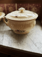 Antique Marble-Top Washstand with Floral Basin Pitcher