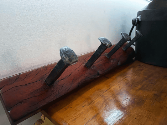 🔥 Stunning RedGum Coat Rack – Rustic Charm with 4 Hooks! 🚂🌿