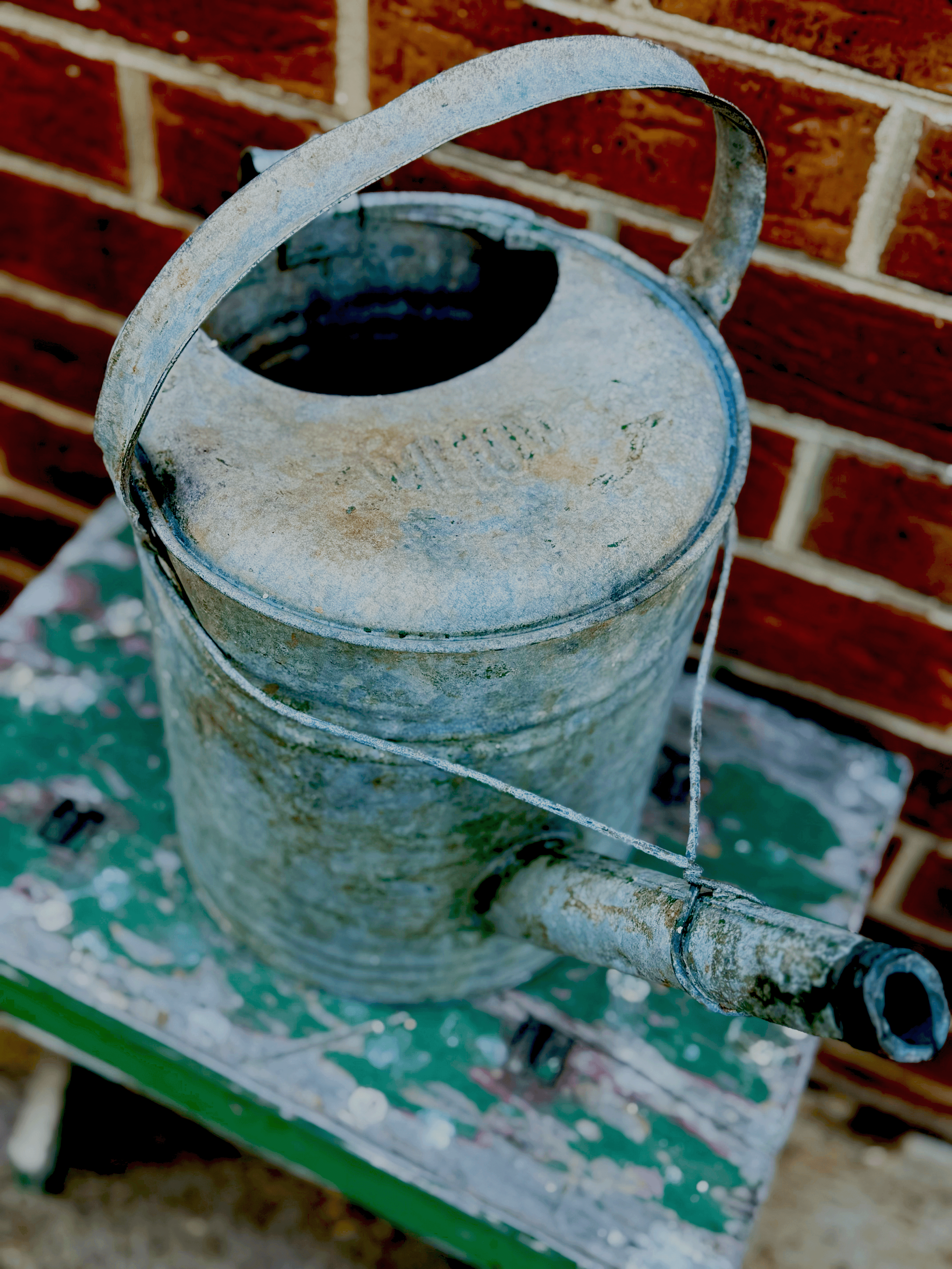 🌿 Vintage Willow Galvanised Watering Can – Rustic Charm 🪴