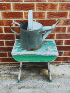 🪴 Antique French Zinc Watering Can – Patina c.1940 🌿