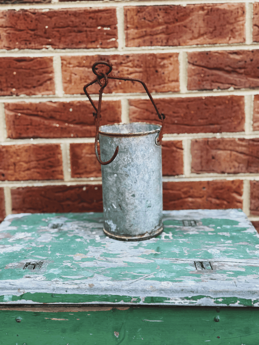 🪣 Antique Galvanised Well Bucket with Hook ✨