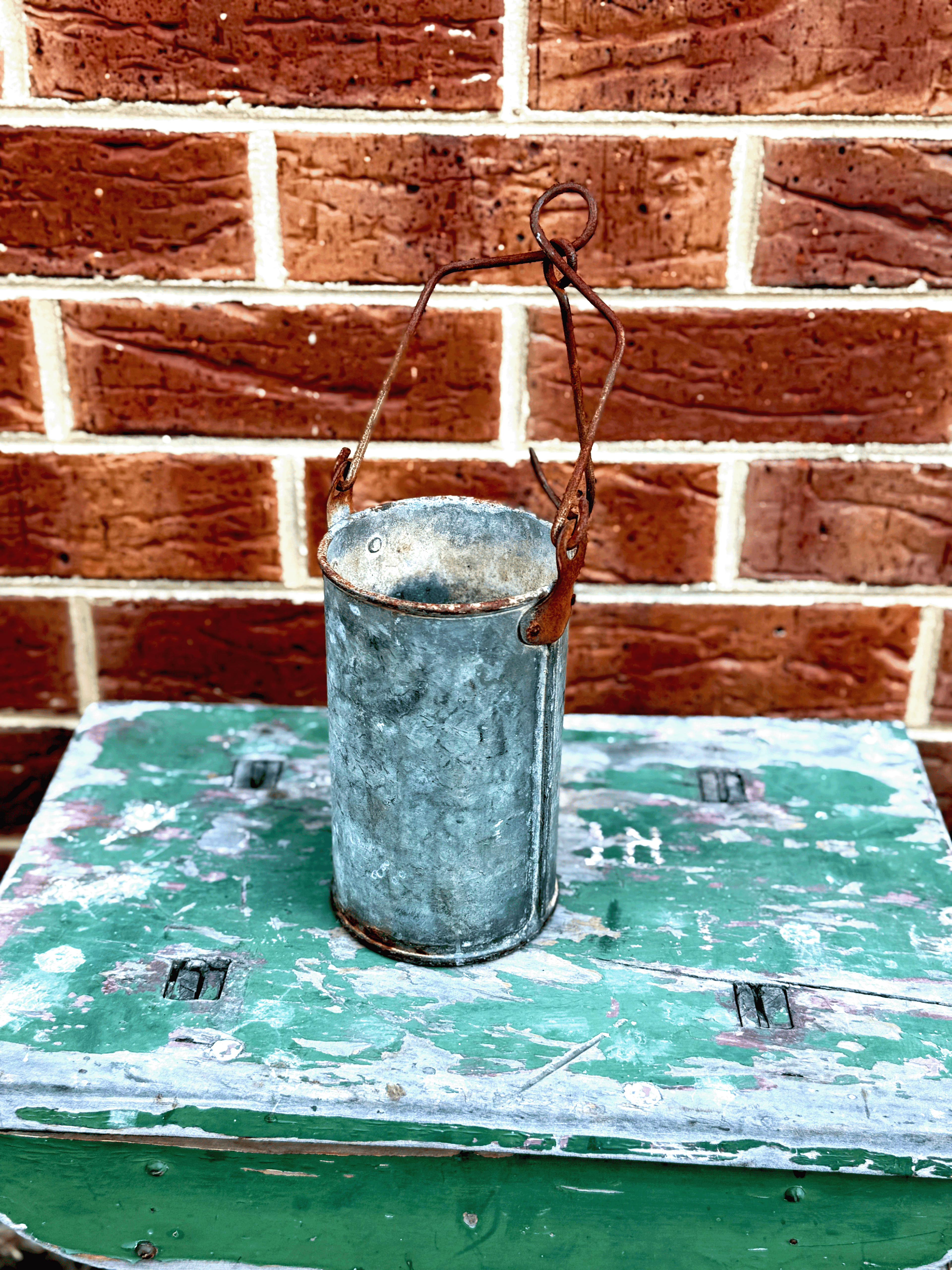 🪣 Antique Galvanised Well Bucket with Hook ✨
