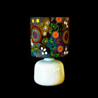 Aboriginal Lampshade Featuring 'Budgerigar Dreaming' by Balarinji Julianne Turner Nungarri with Ceramic Base