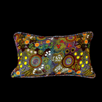 Aboriginal Lampshade Featuring 'Budgerigar Dreaming' by Balarinji Julianne Turner Nungarri with Ceramic Base