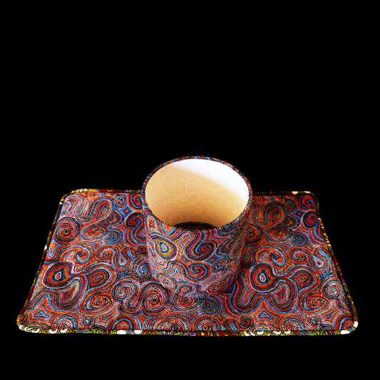 The Aboriginal - Themed Cushion & Lampshade Set Featuring 'Whirlwind Country' by Pauline Napangardi Gallagher