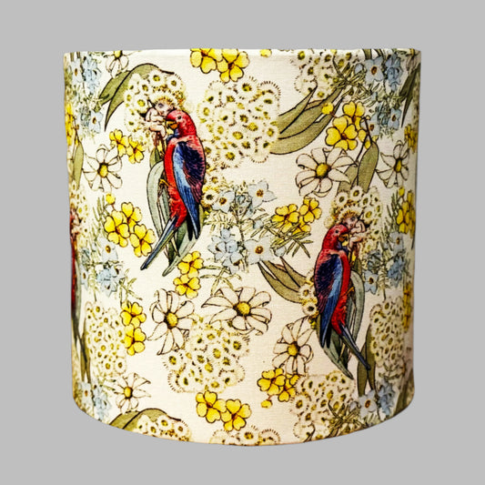 Australian Native Bird and Floral Drum Lampshade & Ceramic Base