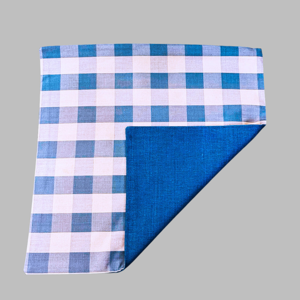 Gingham Blue and white Pillow – Soft Cotton Checkered Cushion
