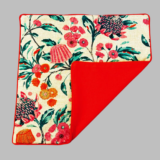 Bespoke Scatter Botanical Elegance Pillow with Bold Floral Motif and Contrast Piping
