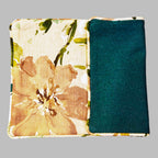 Bespoke Oblong Cushion featuring Teal, Green & Gold Watercolour floral print.