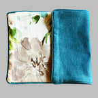 Bespoke Oblong Cushion featuring Teal, Green & Gold Watercolour floral print.