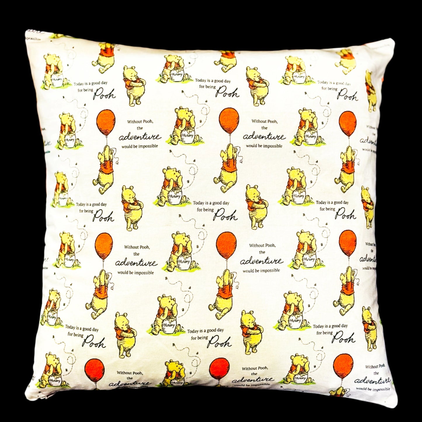 🍯 Winnie the Pooh – “Adventure Awaits” Reversible Cushion