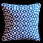Linen Lampshade & Cushion Set – Geometric Print in Beige & Dark Blue