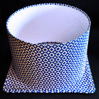 Linen Lampshade & Cushion Set – Geometric Print in Beige & Dark Blue