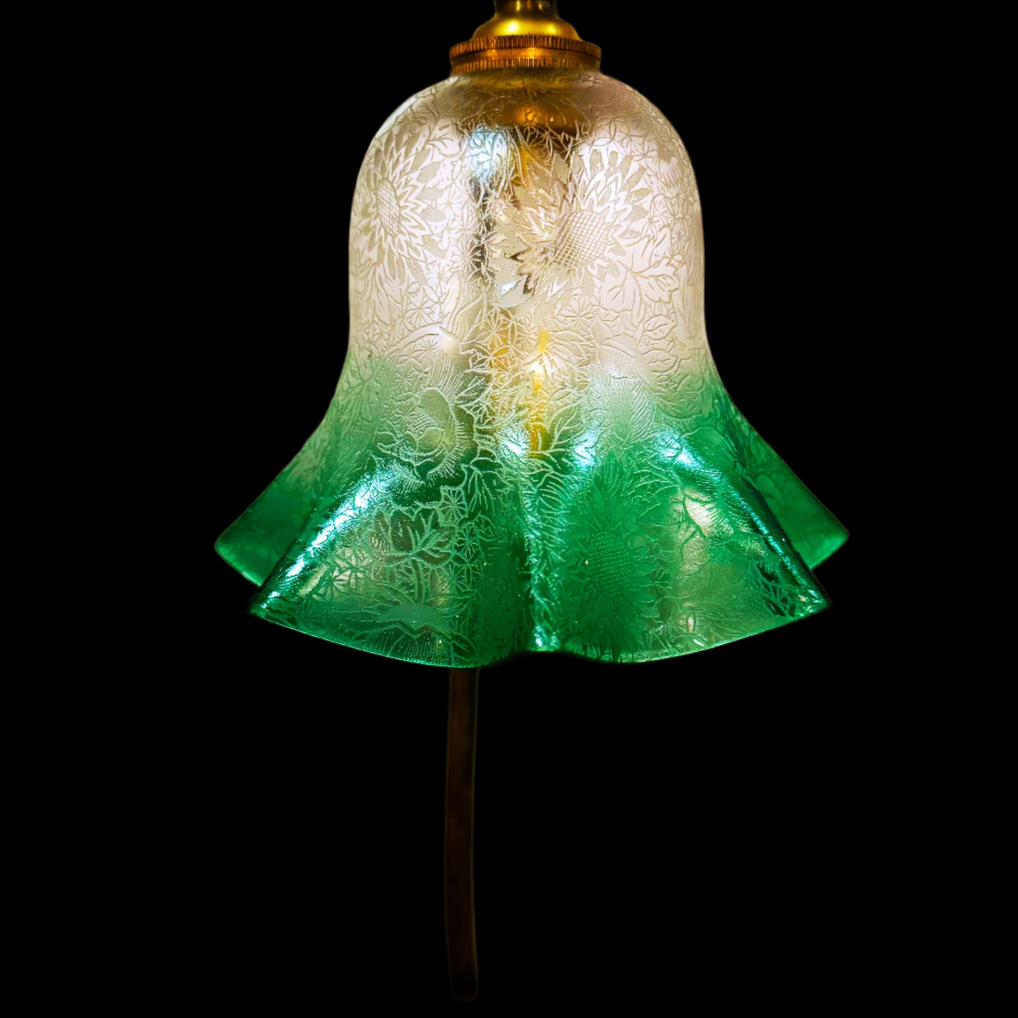 🕯️ Bronze Boy & Dog Lamp with Green Glass Shade 🐕🌿