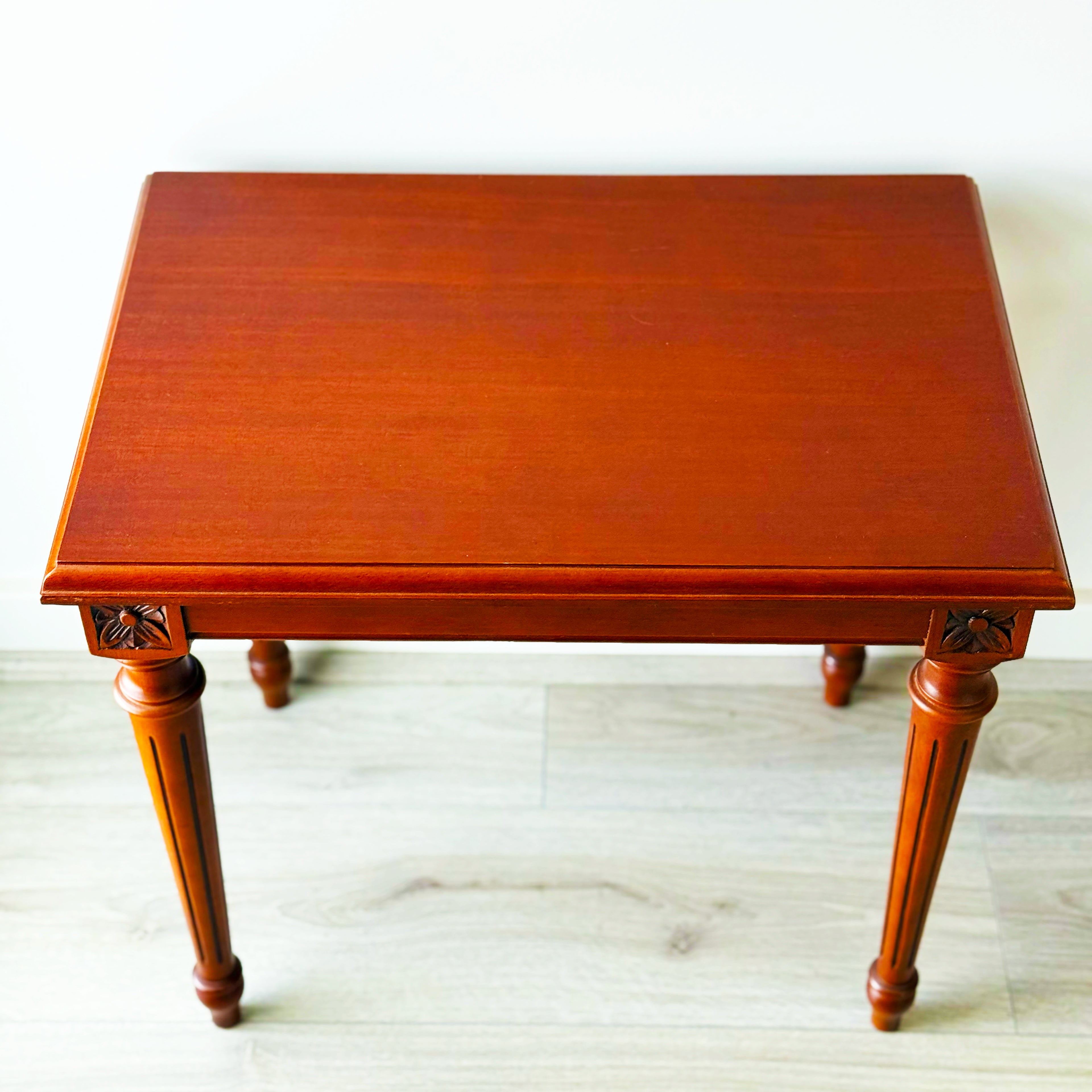Vintage Mahogany Side Tables – Carved Floral Detail