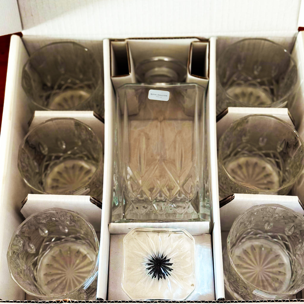 Royal Doulton Crystal Decanter & Tumblers Set – 7pc Gift Boxed