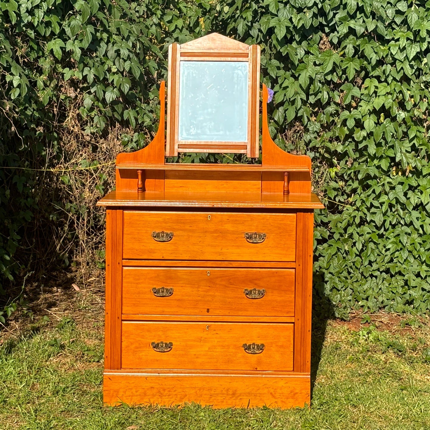 Antique Pine Chest of Drawers with Mirror