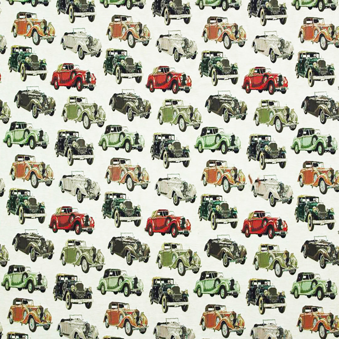 Jalopy Natural vintage car print fabric by Luxe and Humble. Perfect for upholstery and home decor.