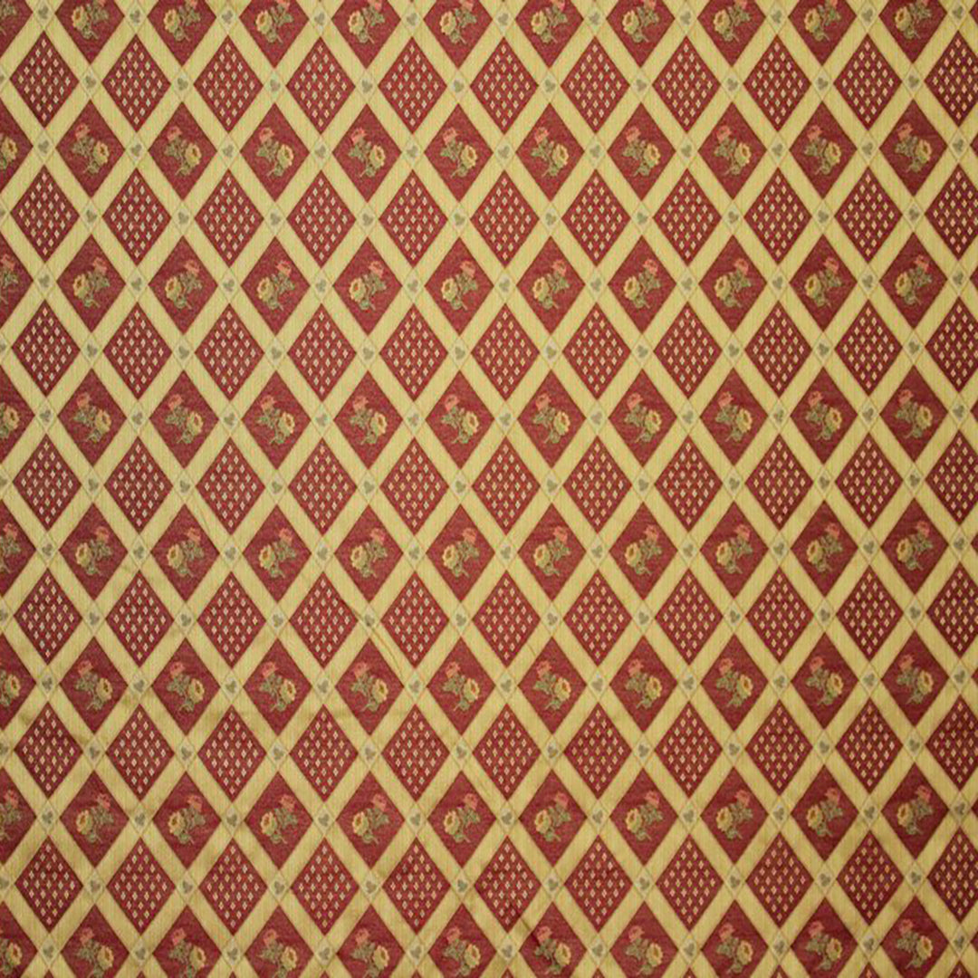 JUDSON TOMATO premium Italian jacquard fabric with floral and geometric design by Luxe and Humble.