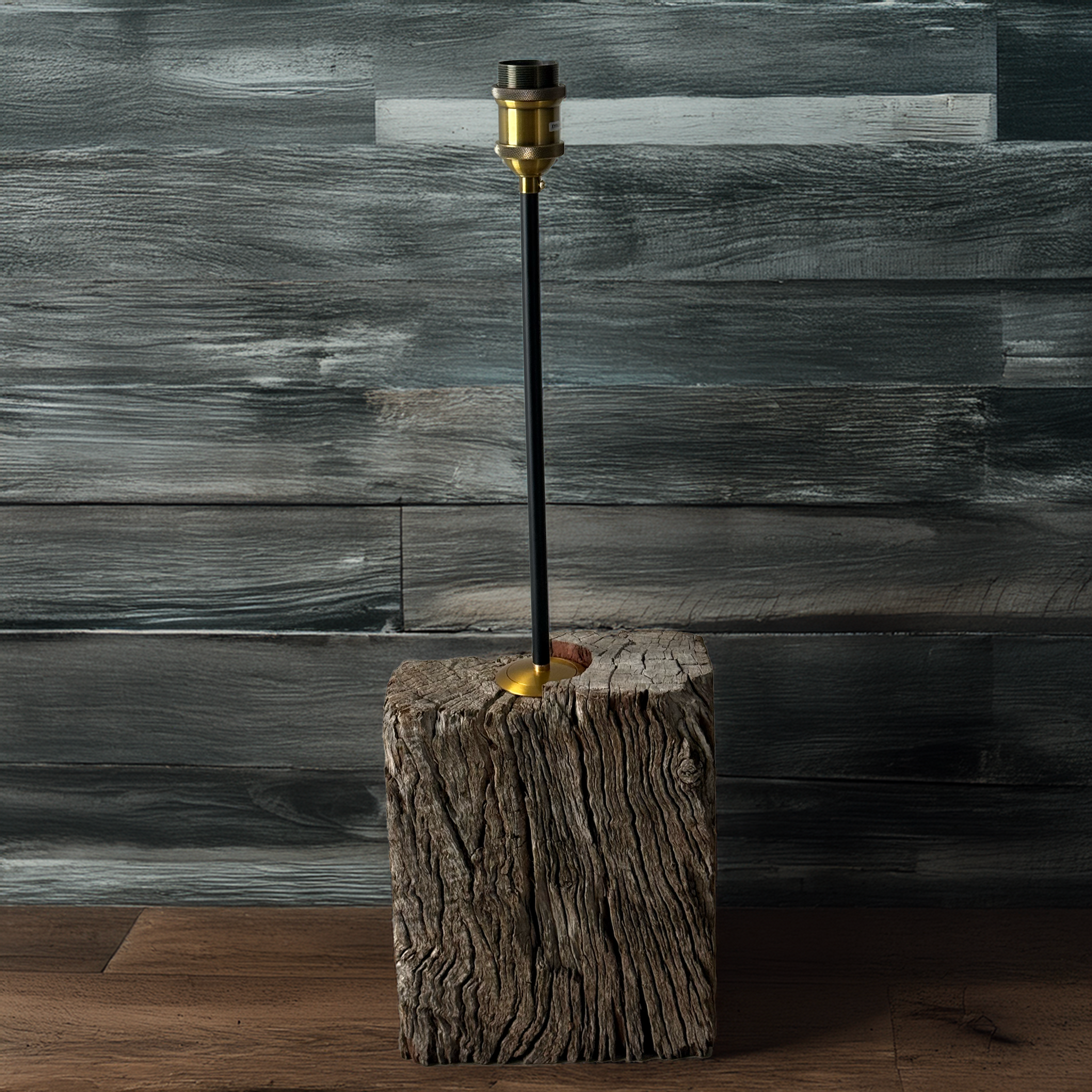 Rustic Railway Sleeper Lamp Base handmade in Australia by B. Bailey Design Co., exclusive to Luxe & Humble. Features reclaimed timber base with brass fitting.