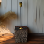 Discover the Rustic Railway Sleeper Lamp Base, handmade in Australia from reclaimed timber. Exclusive Luxe & Humble × B. Bailey Design Co. design. Unique, rustic lighting for modern interiors.