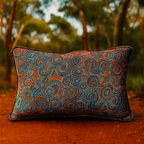 "This ‘Jukurrpa’ (Dreaming) design from Mina Mina—Whirlwind Country—is beautifully represented on a bespoke 35 x 55 cm pillow by acclaimed Warlpiri artist Pauline Napangardi Gallagher. Available at Luxe & Humble, this Indigenous art cushion brings authentic Australian storytelling and cultural heritage into your home décor."

✨ This balances storytelling, artist credit, and SEO keywords like Indigenous art cushion, Australian home décor, and Luxe & Humble.