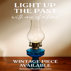 🕯️ Antique-Inspired Blue Glass Oil Lamp
