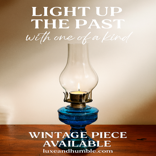 🕯️ Antique-Inspired Blue Glass Oil Lamp