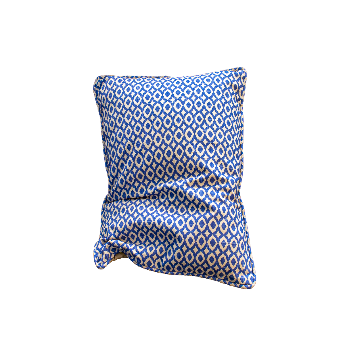 Luxe & Humble 50 × 50 cm Geometric Print Linen Cushion – Beige & Dark Blue - Premium Homewares Melbourne