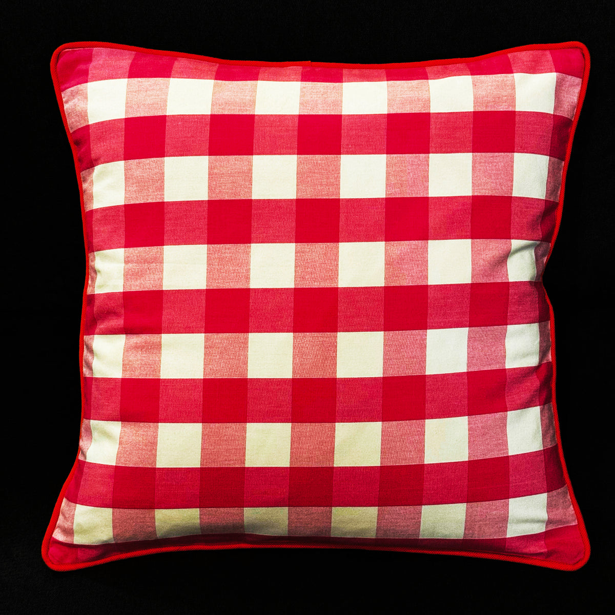 Luxe & Humble Bespoke Scatter Cushion with Pink Gingham & Orange Piping 50 × 50 cm - Premium Homewares Melbourne