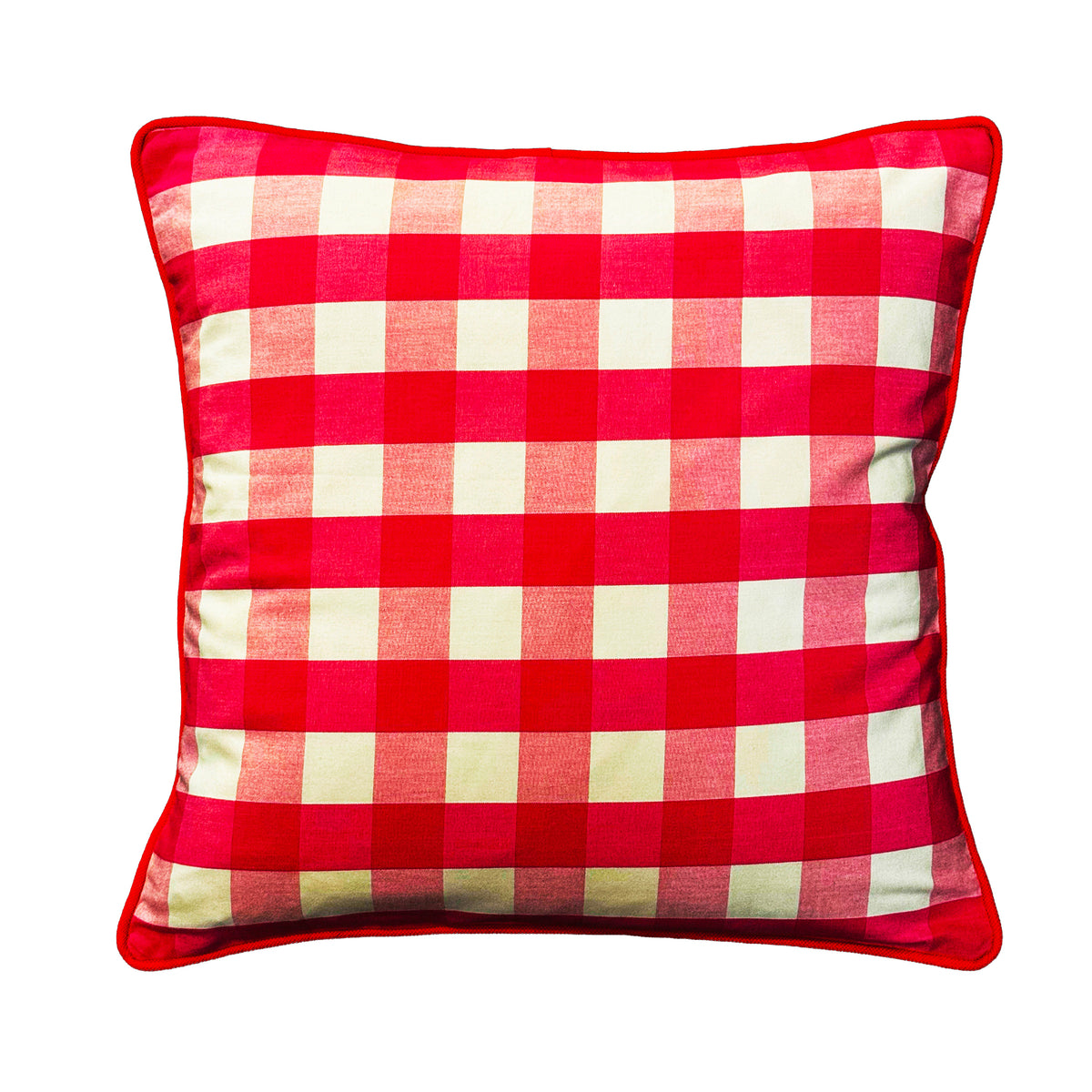 Luxe & Humble Bespoke Scatter Cushion with Pink Gingham & Orange Piping 50 × 50 cm - Premium Homewares Melbourne