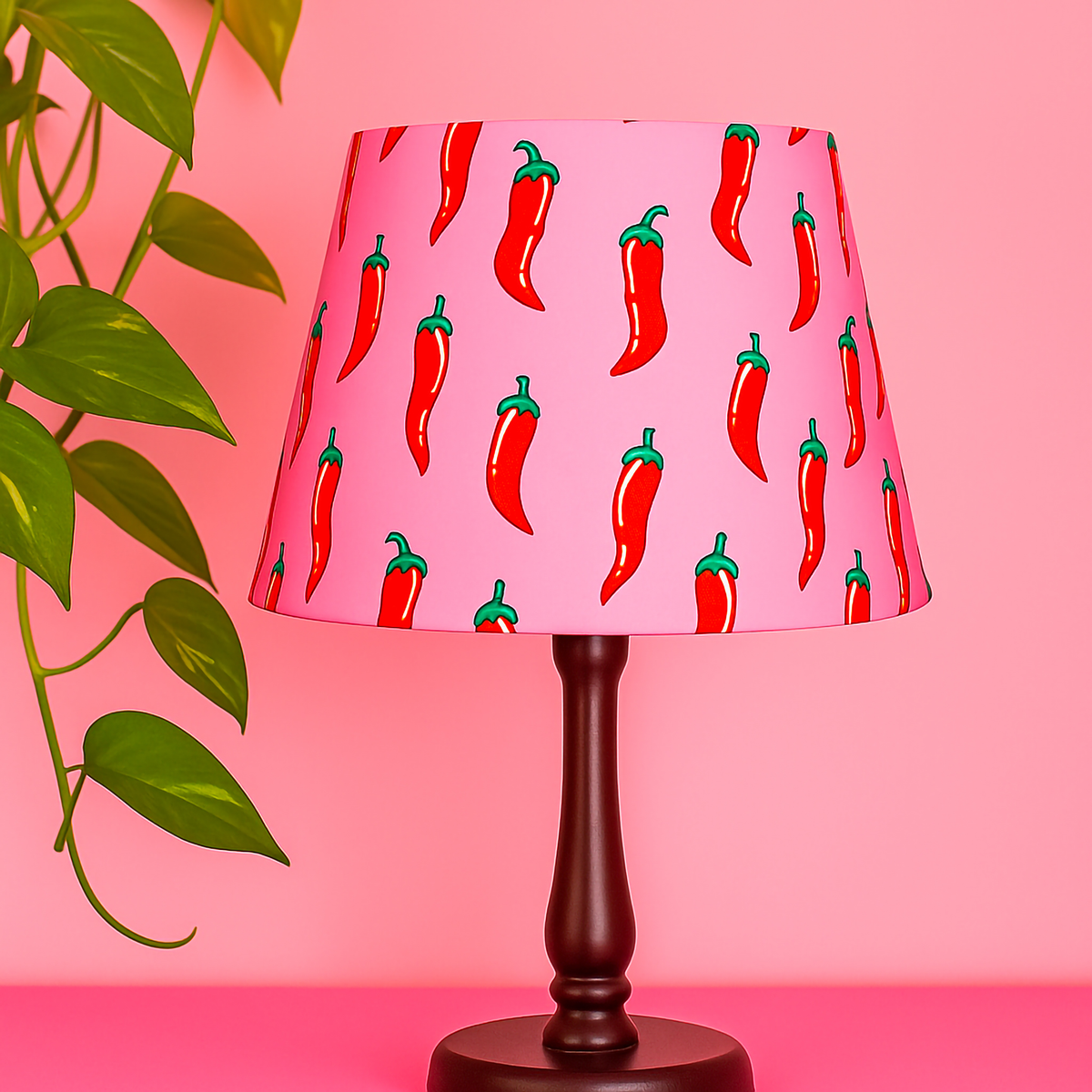 Luxe & Humble Chilli Pop - Pillow Pair & Empire Lampshade Set 25 × 35 cm - Premium Homewares Melbourne; styled view, lamp base not included