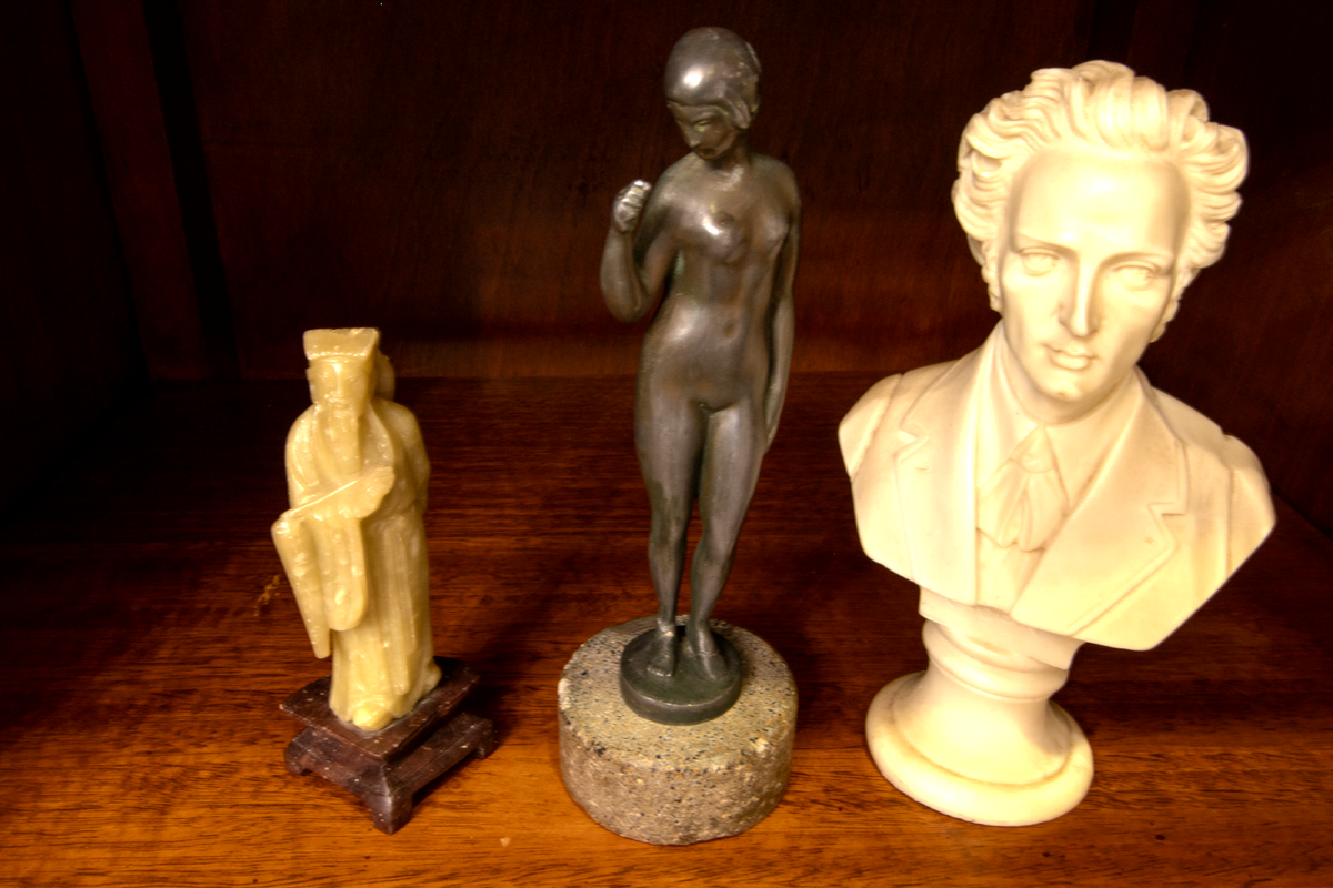 Luxe & Humble Green Soapstone Chinese Man Carving - 10.5 cm tall — Styled view - Premium Homewares Melbourne, Australia