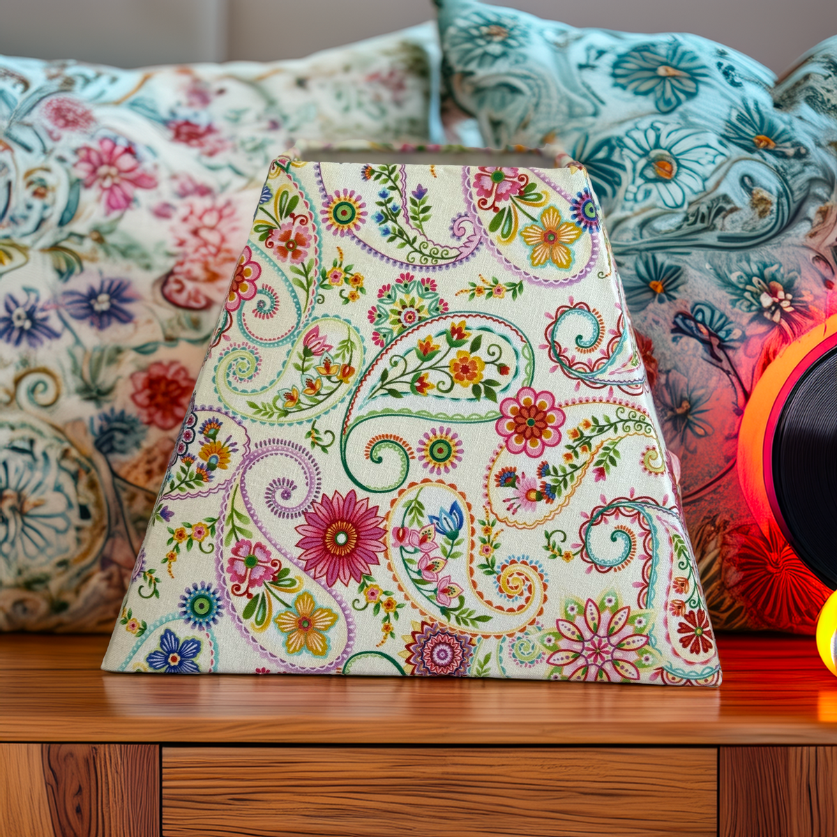 Luxe & Humble Paisley Paradise Floral Lampshade 11 × 21 cm - Premium Homewares Melbourne; styled view, lamp base not included