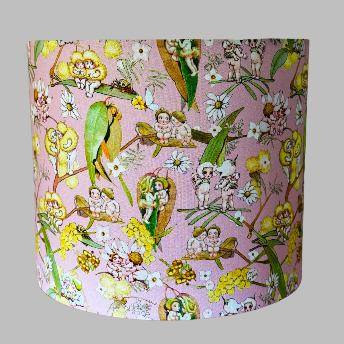 Luxe & Humble Pink Gumnut Babies Drum Lampshade 25 × 25 cm - Premium Homewares Melbourne