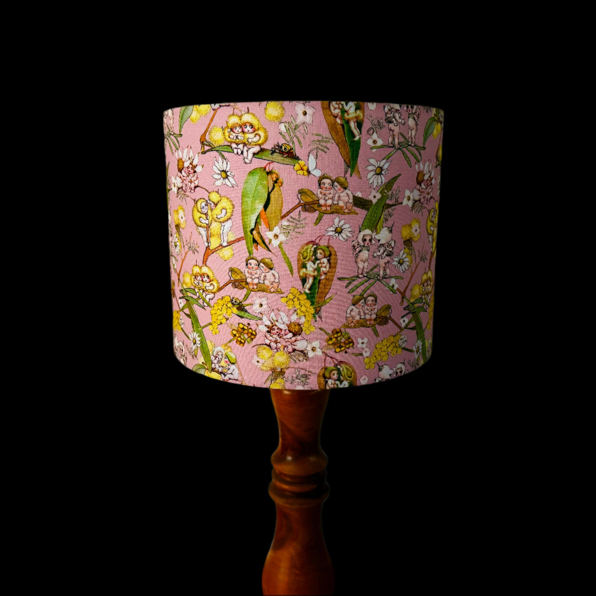 Luxe & Humble Pink Gumnut Babies Drum Lampshade 25 × 25 cm - Premium Homewares Melbourne; gallery view 2